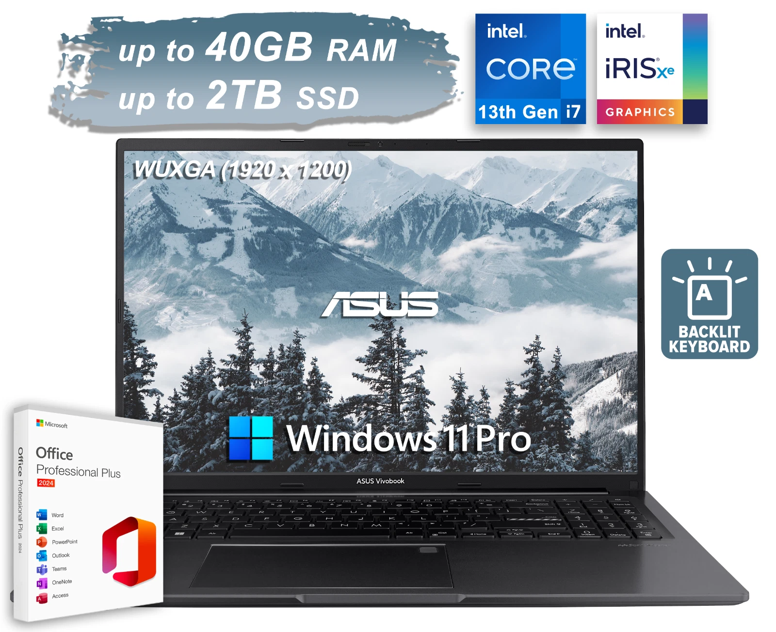 ASUS Vivobook 16" 13 Gen Intel i7 -  16GB RAM 512GB SSD Win 11 Pro