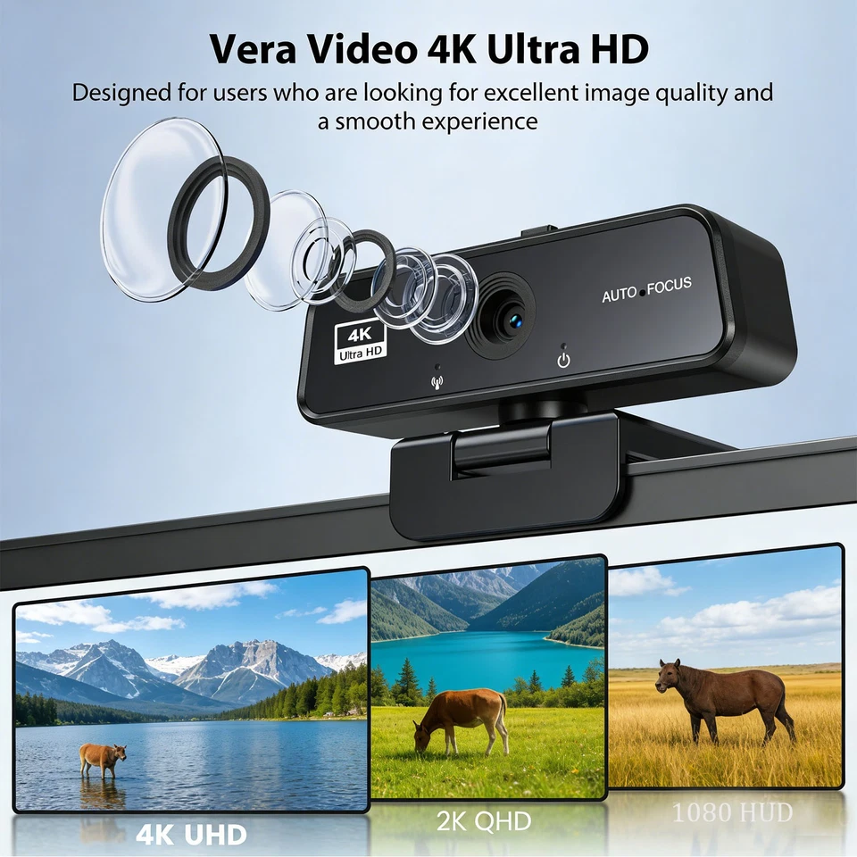 4K Webcam USB for PC Autofocus Web